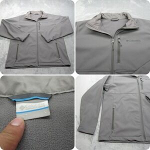 Columbia Softshell Jacket Mens Large Gray Full Zip Ascender Wind Water Resistant